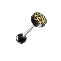 Stalen Tongpiercing Dierenprint - Luipaard-print-Roze -