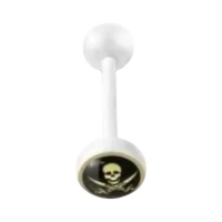 Uniek Witte Tongpiercing met Prachtig Logo - Kruisje -