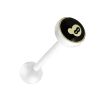 Uniek Witte Tongpiercing met Prachtig Logo - Doodshoofd -