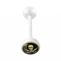 Uniek Witte Tongpiercing met Prachtig Logo - Geruit-Zwart-Rood -
