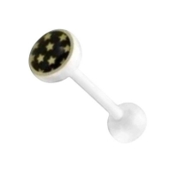 Uniek Witte Tongpiercing met Prachtig Logo - Spiraal -