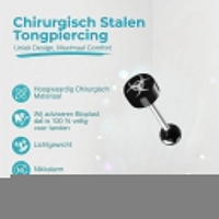 Stalen Tongpiercing logo piercing - Doodskop -