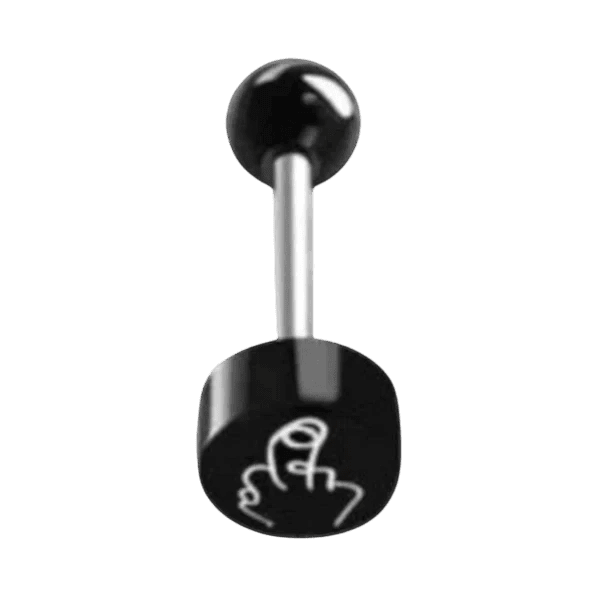 Stalen Tongpiercing logo piercing - Middelvinger -
