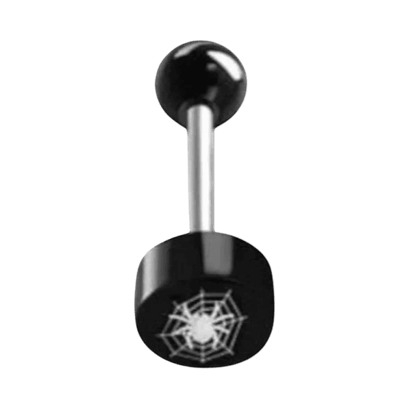 Stalen Tongpiercing logo piercing - Spin met web -