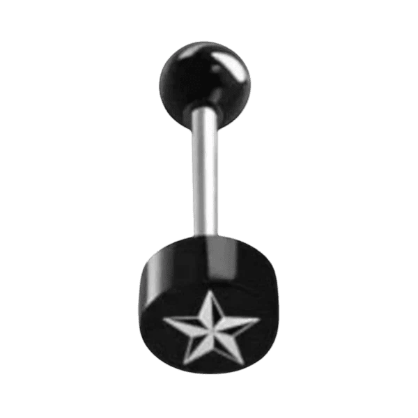 Stalen Tongpiercing logo piercing - Nautische ster -