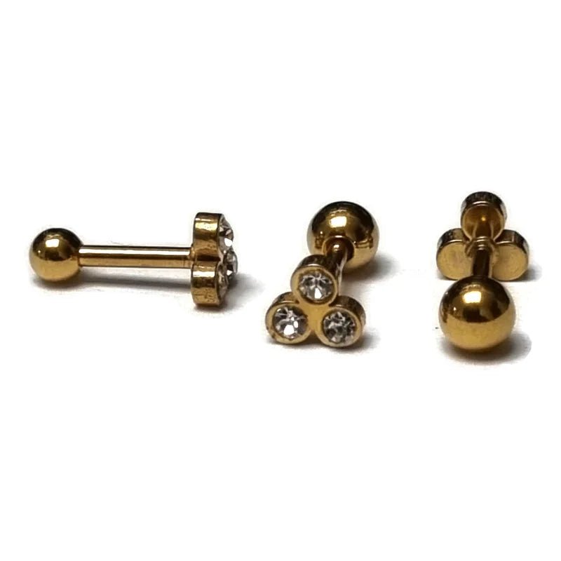 Helix piercing Goudkleur met Steentjes - Unisex