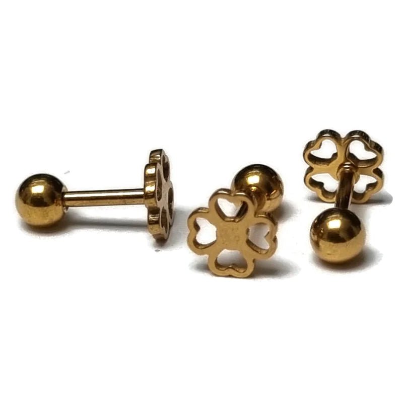 Klavertje Vier Helixpiercing Goudkleur - Unisex