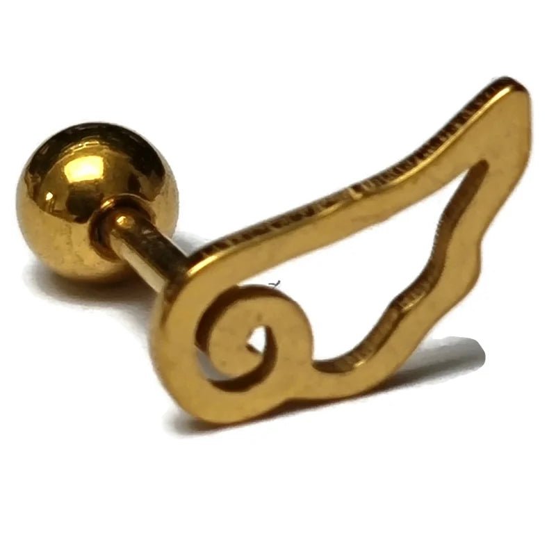 Goudkleurige Helixpiercing met Vleugel - Unisex