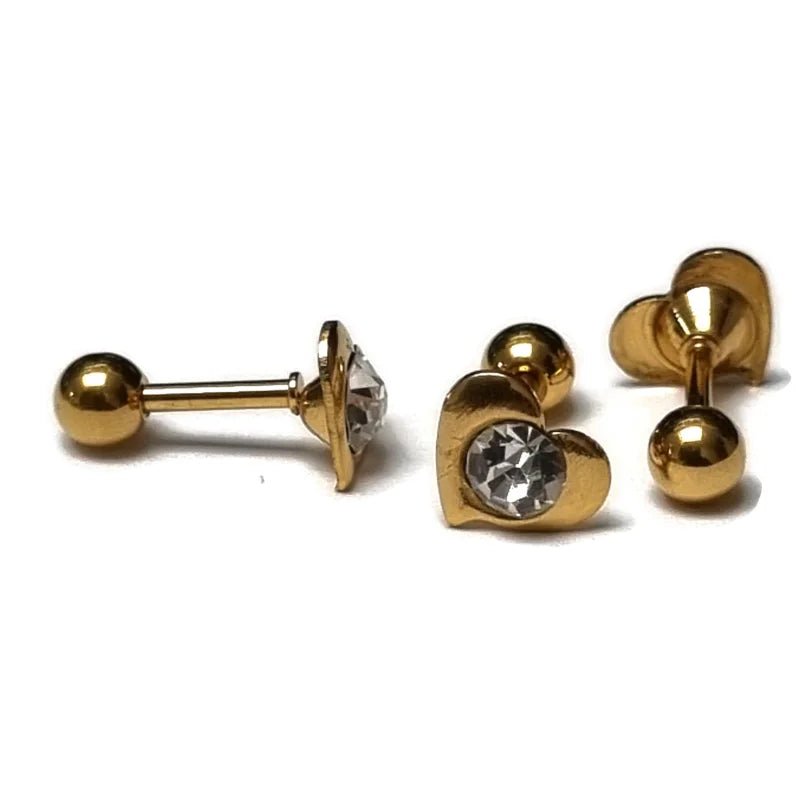 Helix piercing Hart met Kristal Goudkleur - Unisex