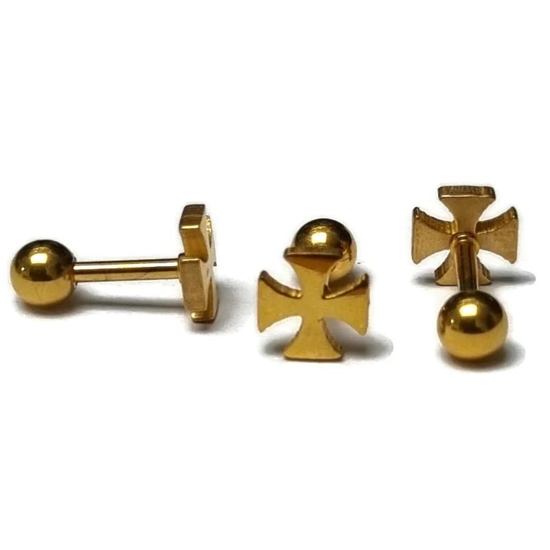 Kruis Helixpiercing van Goudkleurig Staal - Unisex