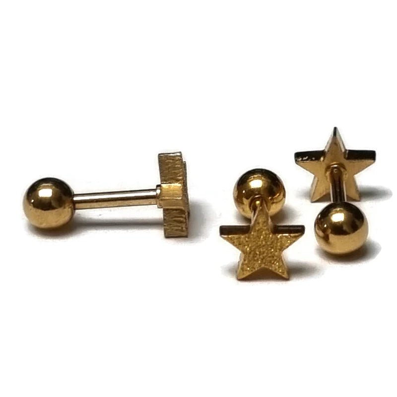 Sandblasted Gouden Ster Helixpiercing - Unisex