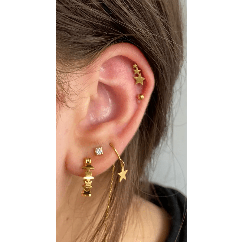 Sterretjes Helix Oorbel van Goudkleur Staal - Unisex