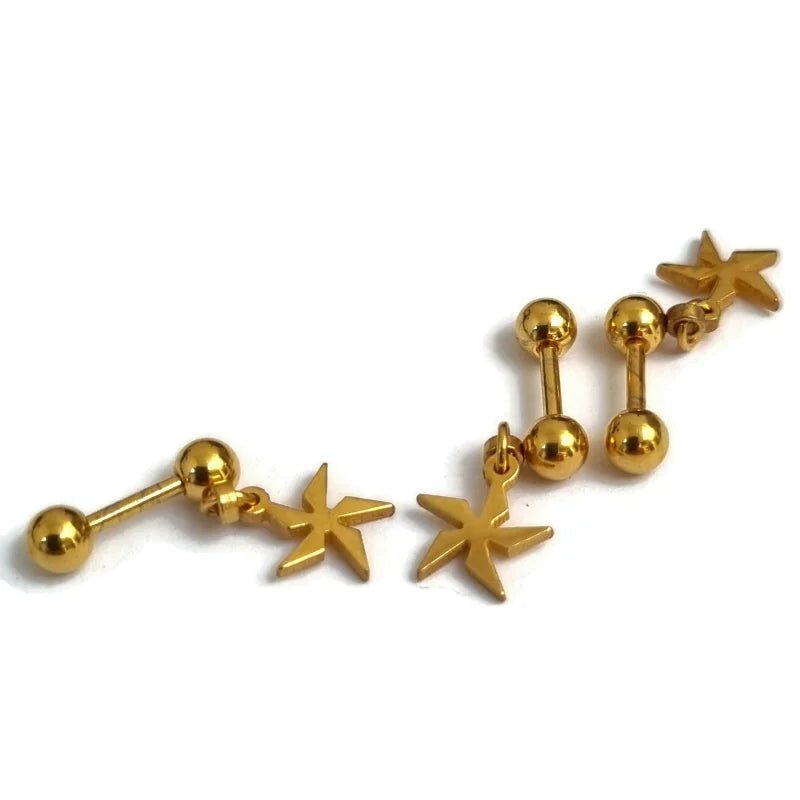 Stalen Helixpiercing ster Goudkleur - Unisex
