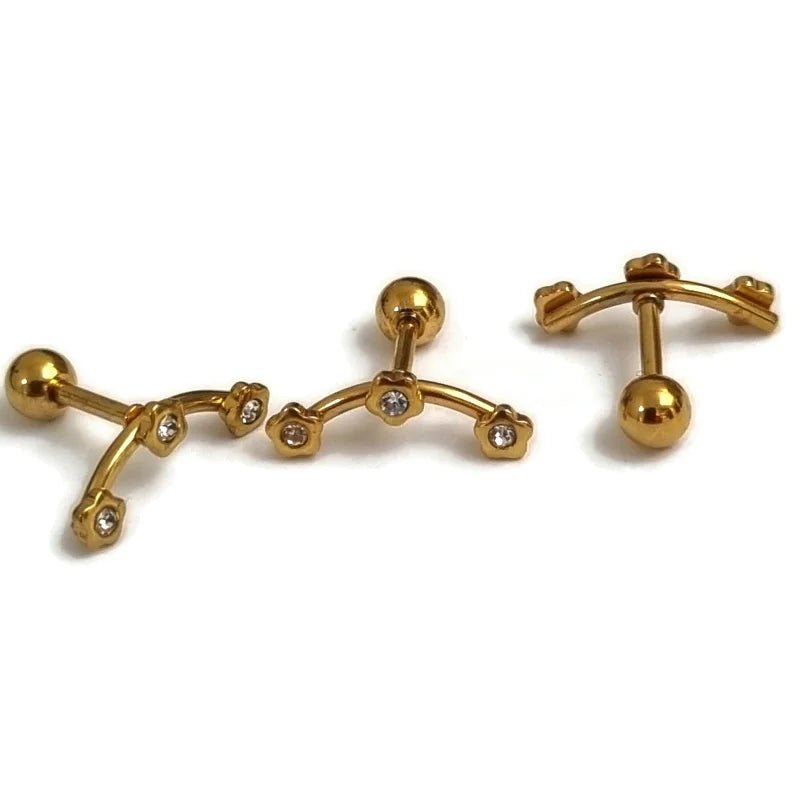 Helixpiercing Goudkleur met Bloemen - Unisex