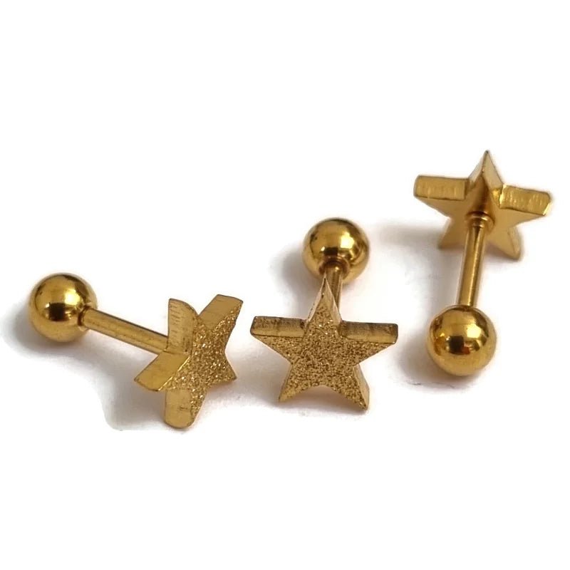 Sandblasted Ster Helixpiercing - Goudkleurig - Unisex