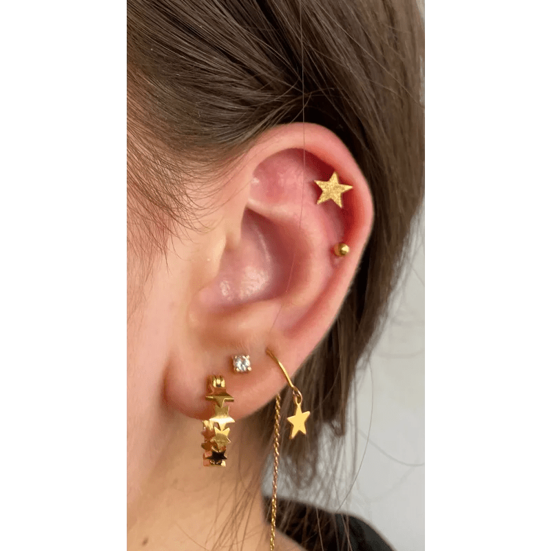 Sandblasted Ster Helixpiercing - Goudkleurig - Unisex