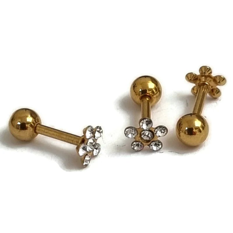 Kristallen Bloem Helixpiercing Goudkleur - Unisex