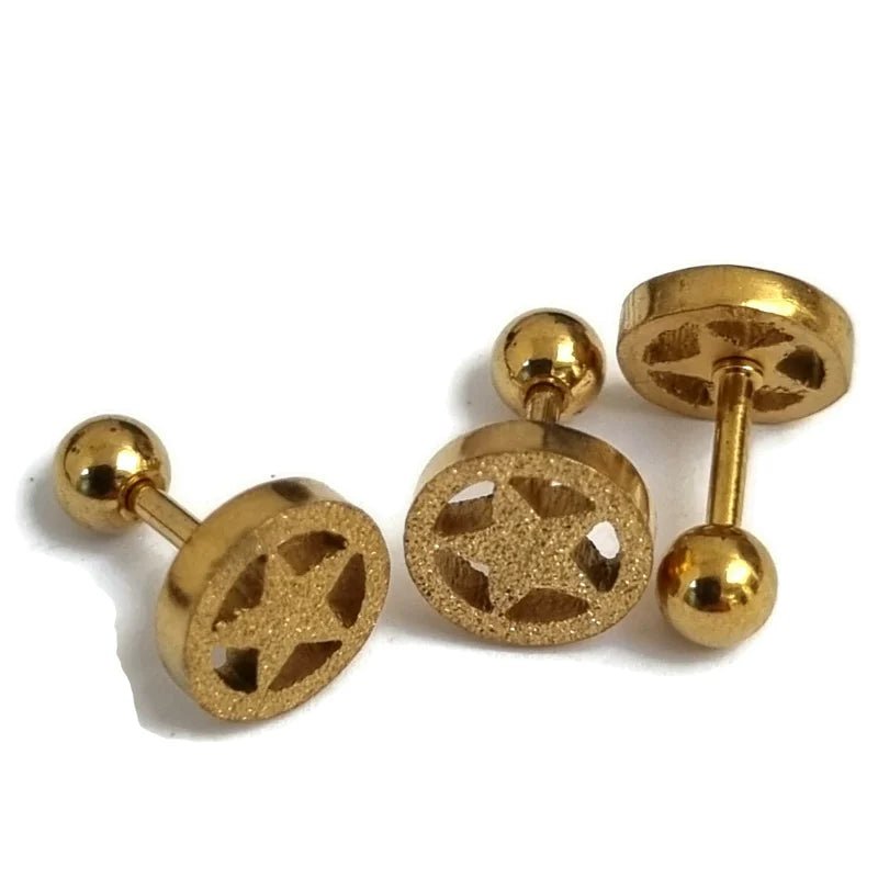 Sandblasted Helixpiercing Ster in Goudkleur Cirkel - Unisex