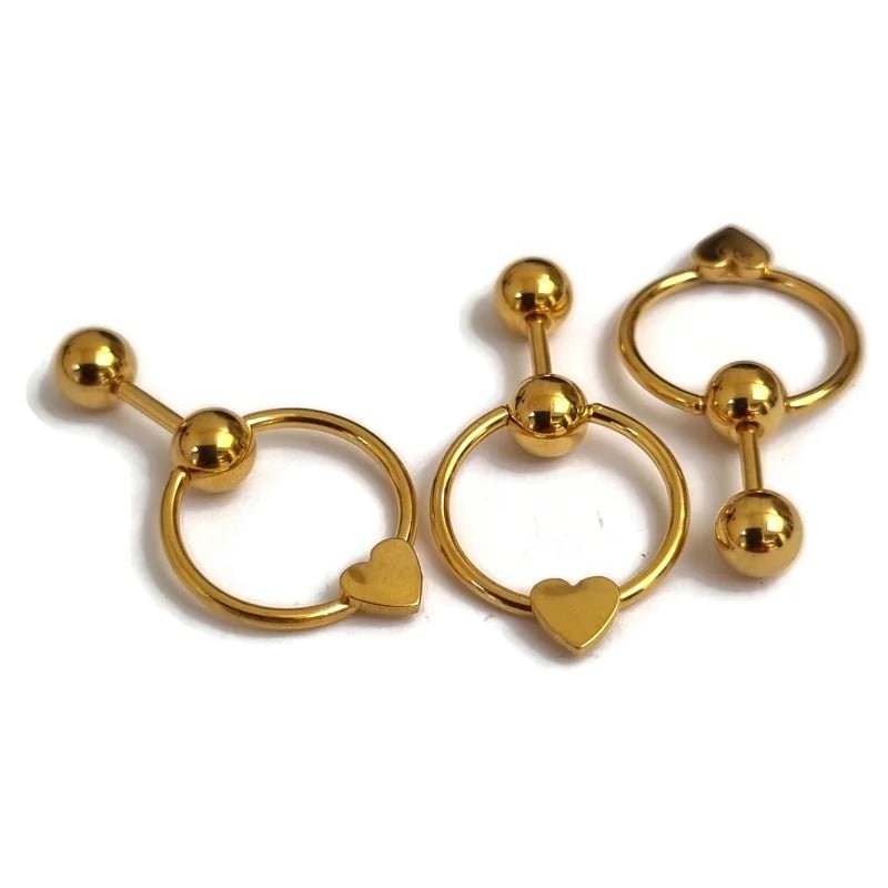 RVS Helix piercing met Hartje Goudkleurig - Unisex