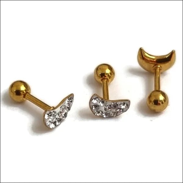 Helixpiercing met Maan Kristal Goudkleur - Unisex