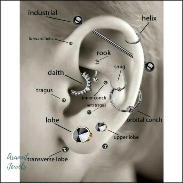 Helixpiercing met Maan Kristal Goudkleur - Unisex