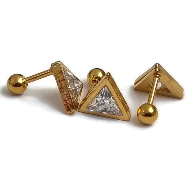 Helixpiercing met Driehoek Zirkonia Goudkleur - Unisex