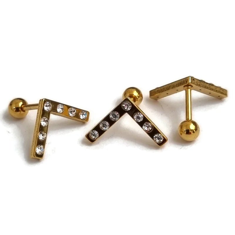 Luxe Goudkleurige Helix Piercing met Zirkonia_bar - Unisex
