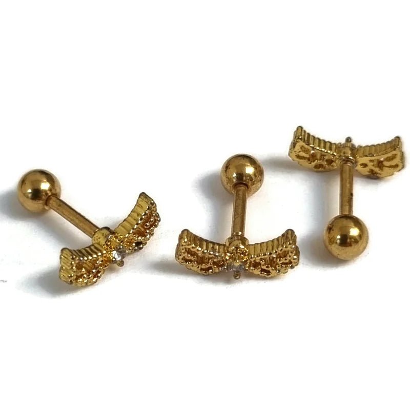 Helixpiercing met Vleugels en Zirkonia Goudkleur - Unisex