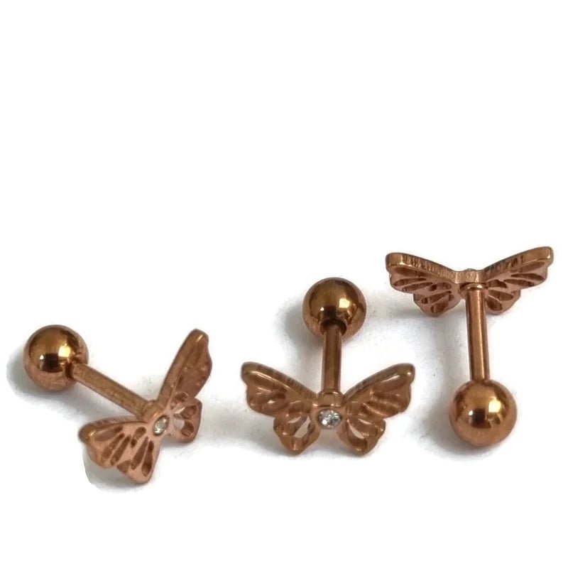 Ros&Atilde;&copy; Helixpiercing met Vlinder en Zirkonia - Unisex