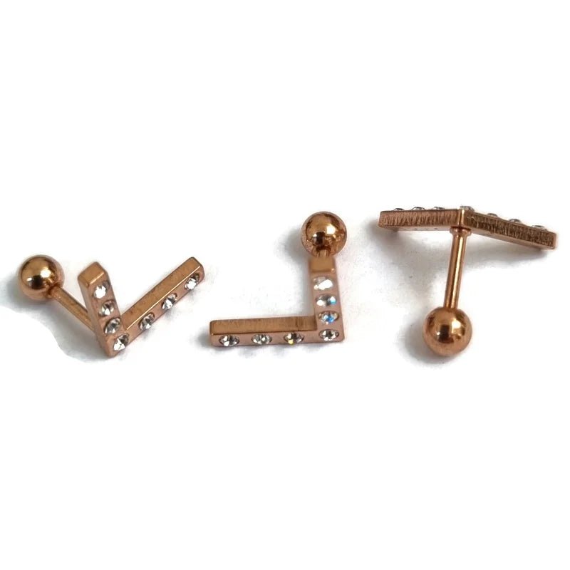Stalen helix piercing V bar - rosegoudkleur - Unisex