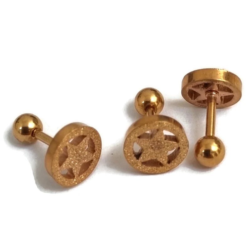 Sandblasted Ster Helix Piercing - Roze Goud - 8mm - Unisex