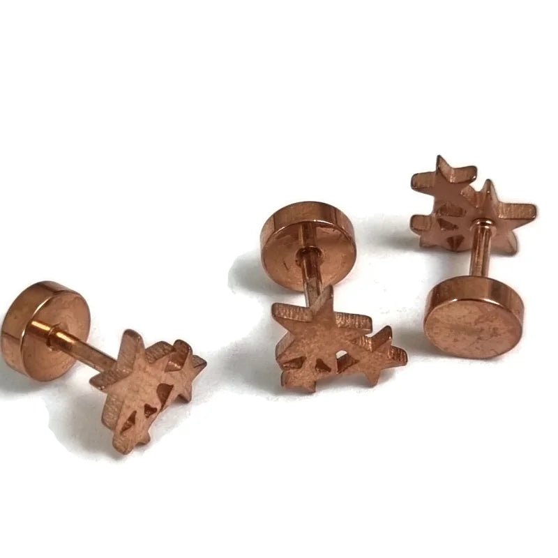 Luxe Sterren Ros&Atilde;&copy; Goudkleurige Labret Helixpiercing - Unisex