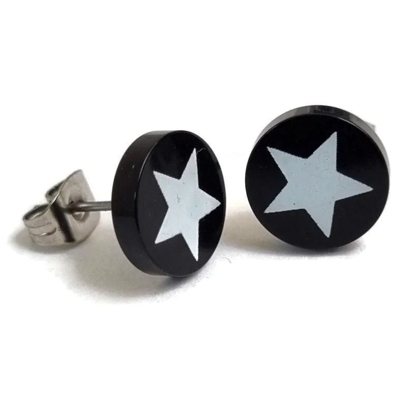Stijlvolle Ster Oorbellen Acryl-staal - Davidster-Zwart-Blauw-6mm -