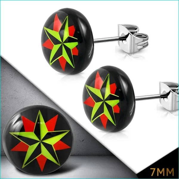Stijlvolle Ster Oorbellen Acryl-staal - Nautische-ster-7mm -