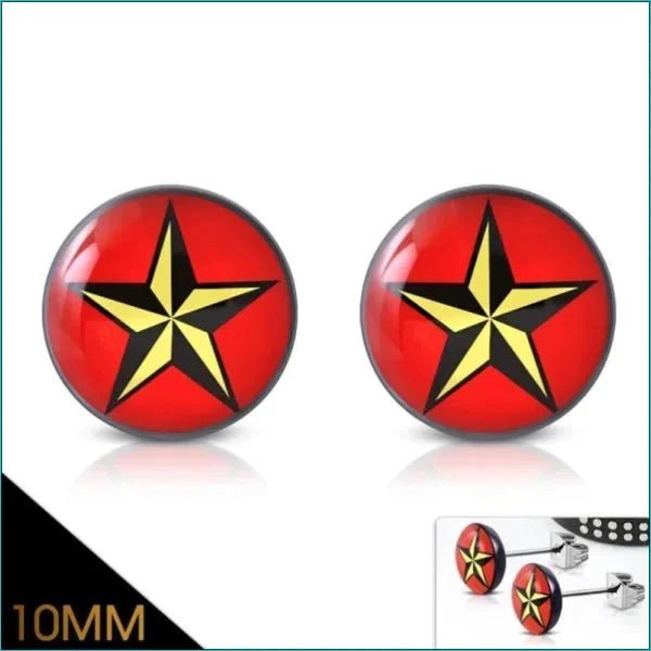 Stijlvolle Ster Oorbellen Acryl-staal - Nautische-ster-7mm -