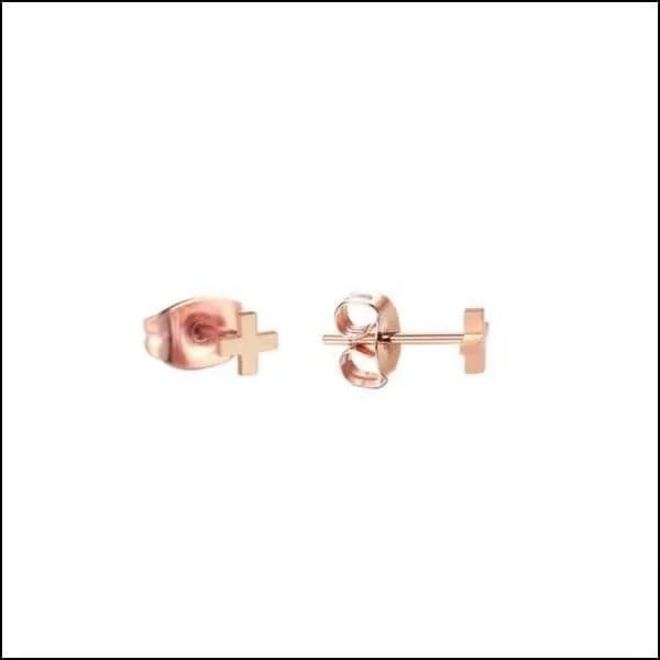 RVS kruisjes oorbellen - Ros&Atilde;&copy;kleurig / 4mm -