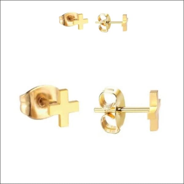 RVS kruisjes oorbellen - Ros&Atilde;&copy;kleurig / 7mm -
