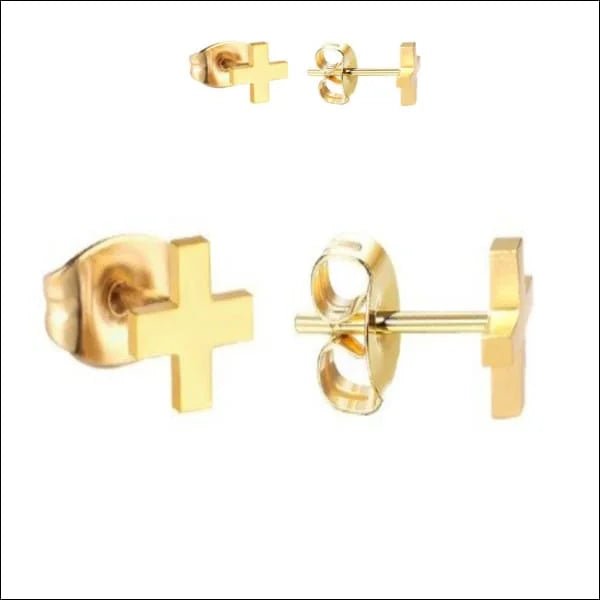 RVS kruisjes oorbellen - Goudkleurig / 6mm -