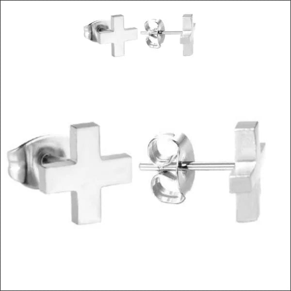 RVS kruisjes oorbellen - Goudkleurig / 7mm -