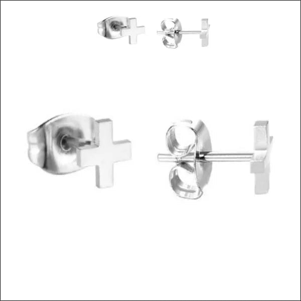 RVS kruisjes oorbellen - Goudkleurig / 7mm -