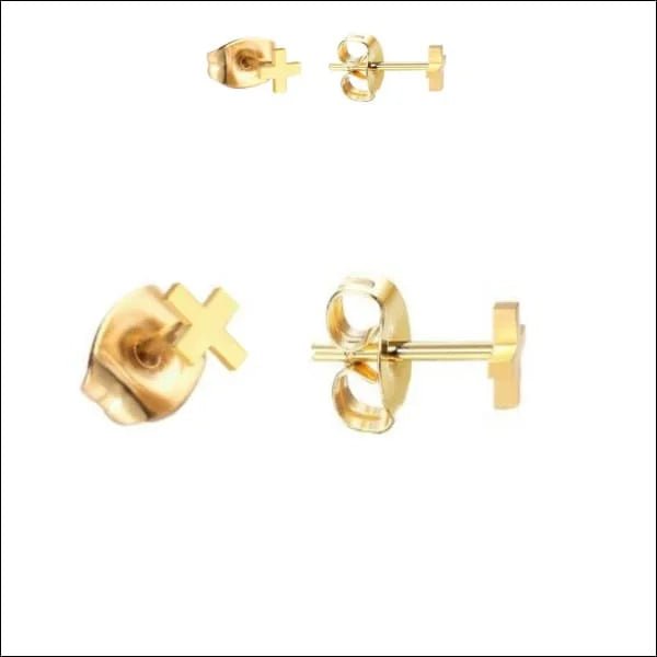 RVS kruisjes oorbellen - Goudkleurig / 4mm -
