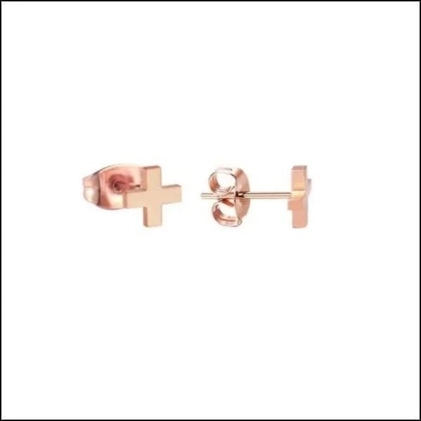 RVS kruisjes oorbellen - Goudkleurig / 4mm -