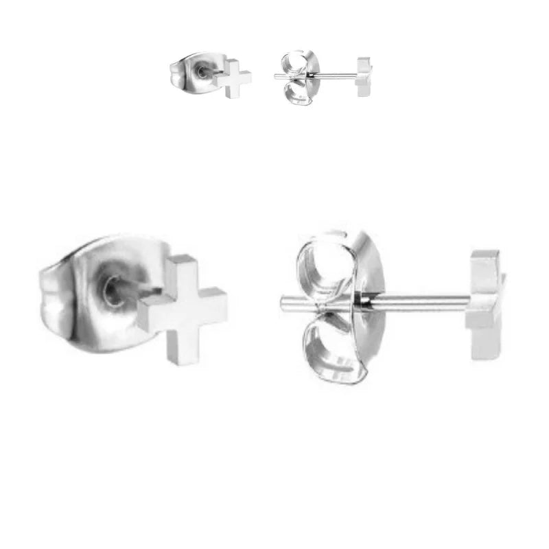 RVS kruisjes oorbellen - Zilverkleurig / 10mm -