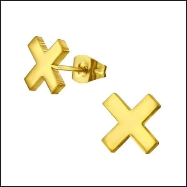 RVS kruisjes oorbellen - Goudkleurig / 10mm -
