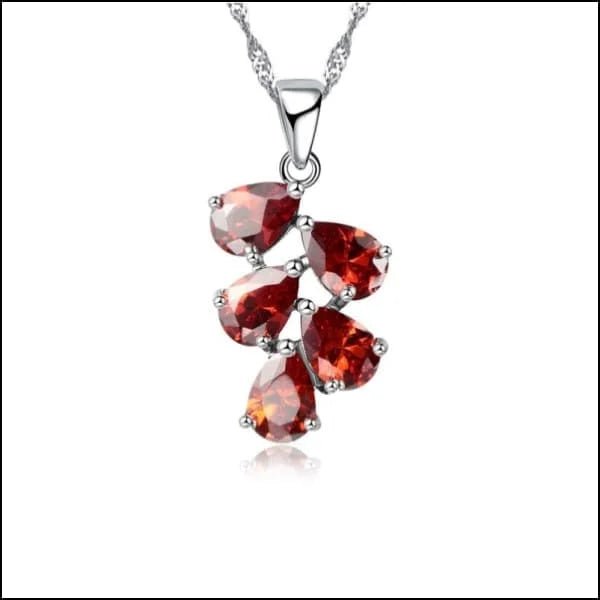 Zilveren Dames Halsketting met Zirkonia Druppels - Rood - Dames