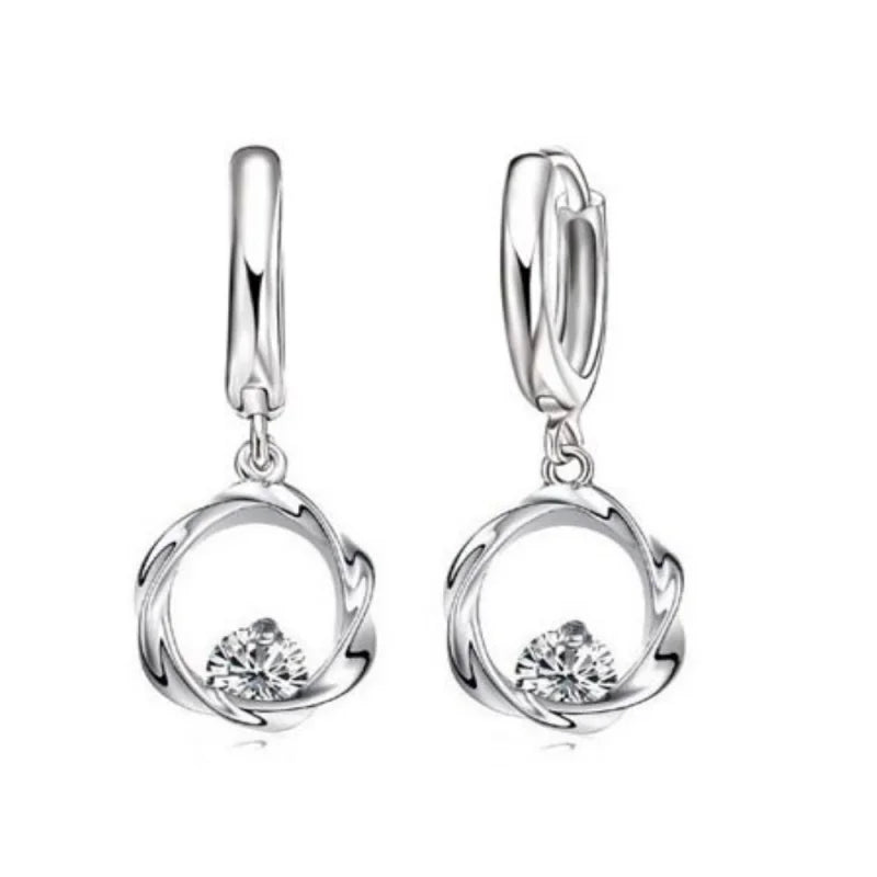 925 Zilveren Oorringen - Elegante Hoepels - Bloem/Zirkonia/20x16mm -