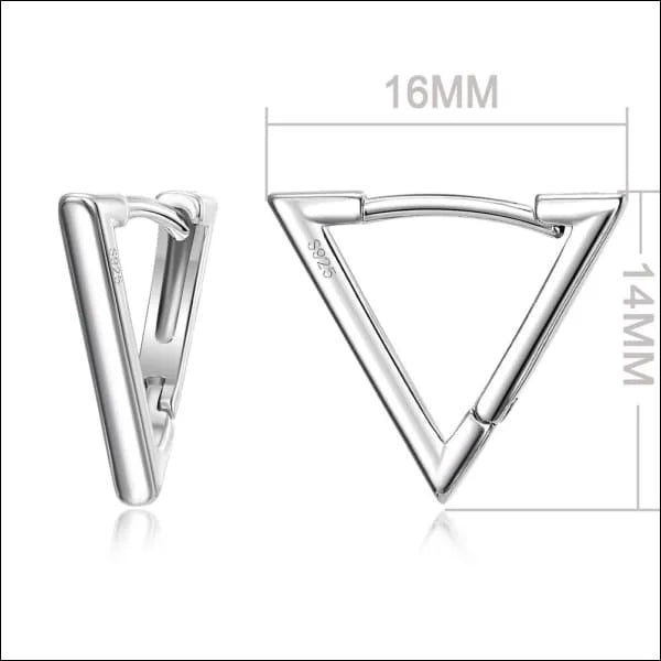 Echt Zilveren Oorringen vrouw en man - 9-driehoek 14x3mm -