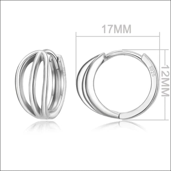 Echt Zilveren Oorringen vrouw en man - 9-driehoek 14x3mm -