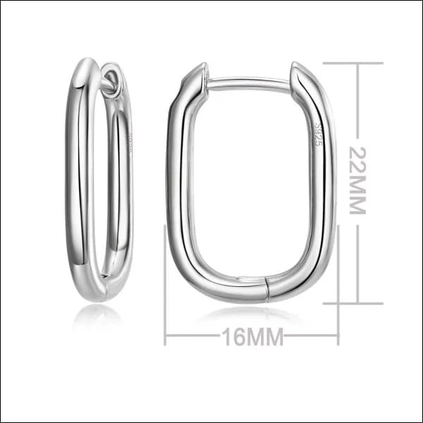 Echt Zilveren Oorringen vrouw en man - 10-rechthoek 16x3mm -