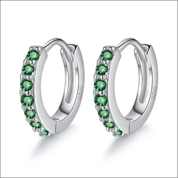Zilveren Oorringetjes met Zirkonia 15mm - Groen -